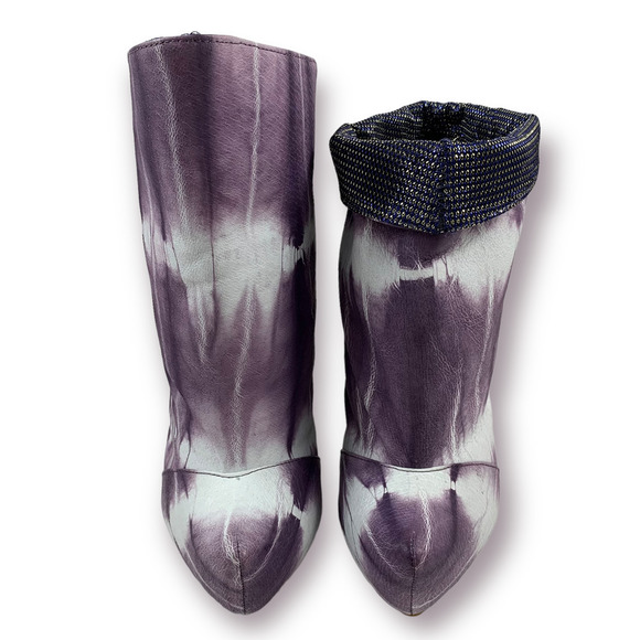 BRAND NEW 2011 Couture IRREGULAR CHOICE tie dye suede platform hexagonal boots - Picture 4 of 12
